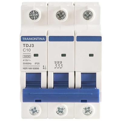 Mini Disjuntor Tramontina 3 Polos 10 A Curva C Branco Nbr 60898
