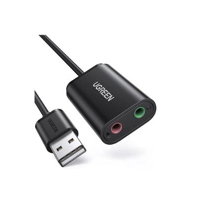 Adaptador De áudio Ugreen Usb 2.0 Para P2 15cm Us205 - Preto