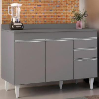 Balcão De Cozinha Para Pia Com Tampo 120cm Michigan Cinza - Lumil