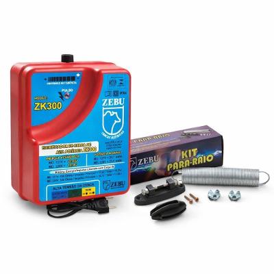 Eletrificador De Cercas Elétricas Para Grandes Propriedades Zk300 220v + Kit Para-raios - Zebu 220v