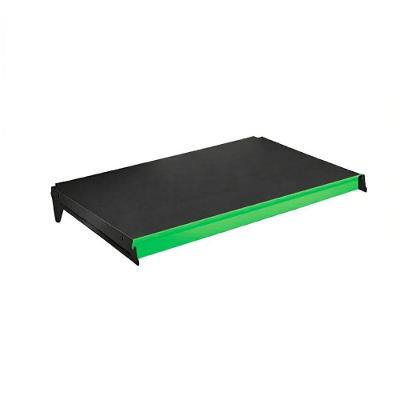 Bandeja Prateleira 40x91 Para Gôndolas New Plus Preta Com Porta Etiquetas Verde Claro - Sa Gôndolas