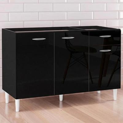 Balcão Gabinete De Pia Para Cozinha 120cm 3 Portas Classic Z46 Preto - Mpozenato