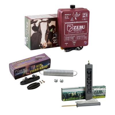 Eletrificador Cerca Elétrica Médias Propriedades Até 25.000m Zk50 Bivolt + Kit Para-raio + Voltímetro Zebu Bivolt