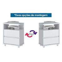 Mesa Cabeceira Campeche c/ 2 Gavetas Branco - Henn - 5