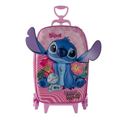 Mala Infantil Stitch 3d Com Rodinhas - Rosa