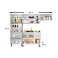 Cozinha Modulada Bertolini Múltipla  4 Peças (2 Armários + 1 Balcão + 1 Paneleiro) C4P77 Branco/Preto - 3