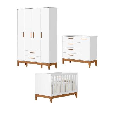 Jogo De Quarto Para Bebe Completo 4 Portas Flip Branco