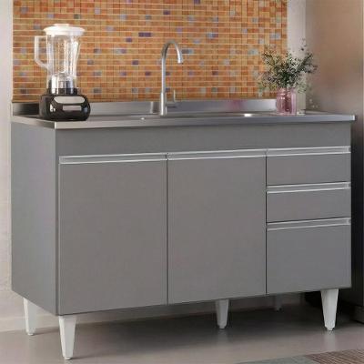 Balcão De Cozinha Com Pia Inox 120cm Michigan Cinza - Lumil