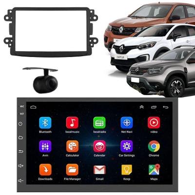 Central Multimídia Automotiva Android Auto Sandero Privilege Moldura + Câm 7 Bluetooth Wi-Fi GPS