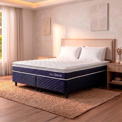 Conjunto Box Azul Durban Azul Espuma D28 Queen 158x198x57 - King House