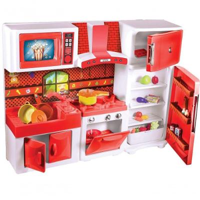 Cozinha De Brinquedo Vermelha Com Geladeira E Fogão