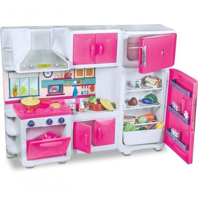 Cozinha De Brinquedo Com Geladeira E Armário Rosa