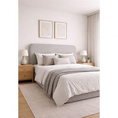 Cabeceira Estofada Casal Orgânica Não é Segredo Linho Impermeável Cinza Claro 140x60