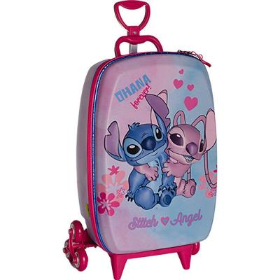 Mala Infantil Stitch E Angel 3d Com Rodinhas - Multicolorida