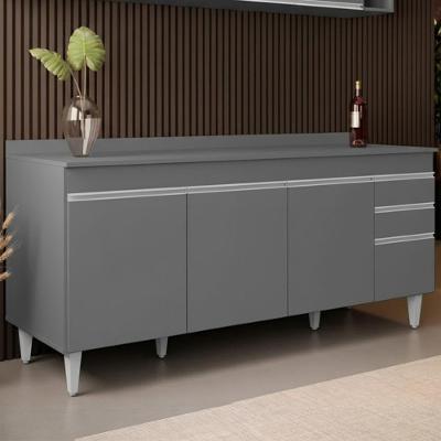 Balcão De Cozinha Para Pia Com Tampo 180cm Dallas Cinza - Lumil