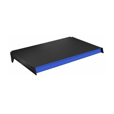 Bandeja Prateleira 40x73 Para Gôndolas New Plus Preta Com Porta Etiquetas Azul - Sa Gôndolas