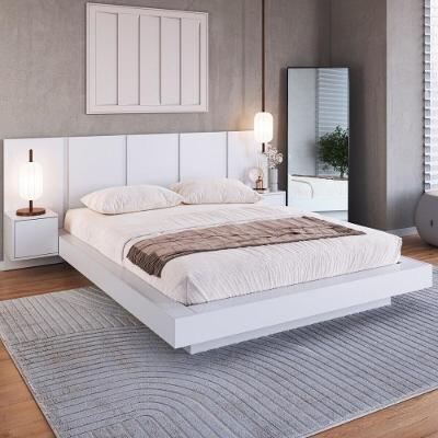 Cama Casal-queen Com Cabeceira E 2 Mesas Para Colchão 198x158cm Multimóveis CR40144 Branco