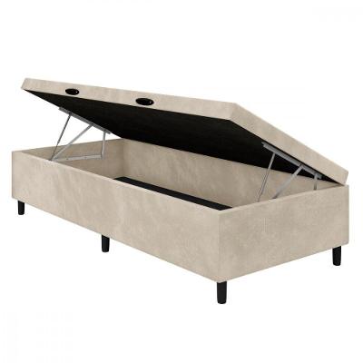 Base Para Cama Box Solteiro Com Baú 88x188x35 Bege Portobel Bege
