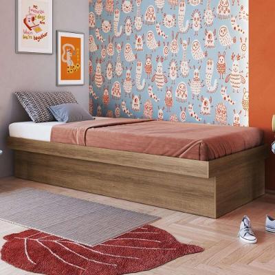 Cama De Solteiro Com Baú Para Colchão 188x78cm Multimóveis CR40126 Mel