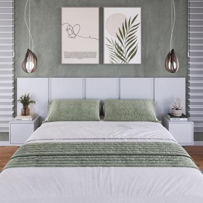 Cabeceira Casal Com 2 Mesas De Cabeceira 222cm Multimóveis Cr35454 Branco