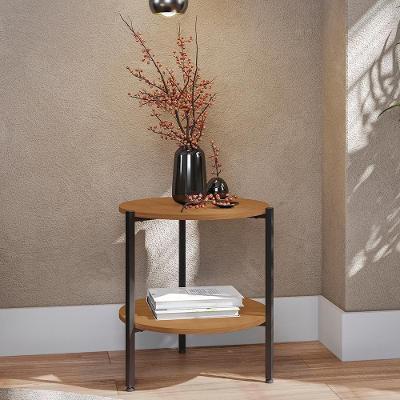 Mesa De Centro Kappesberg Industrial Com 1 Prateleira Canela/preto Fosco 50cm X 47cm