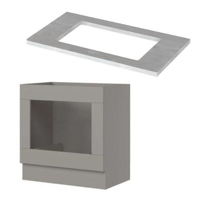 Kit Balcão Forno Henn 80 Cm Com Cooktop Henn 80 Cm Cinza-calcare