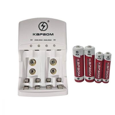 Carregador De Pilhas Com Led + 02 Pilhas Aaa + 02 Pilhas Aa