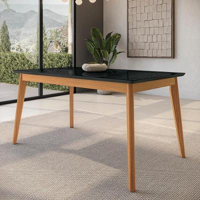 Mesa De Jantar Em Madeira Maciça Kappesberg Canela-preto Fosco 160cm