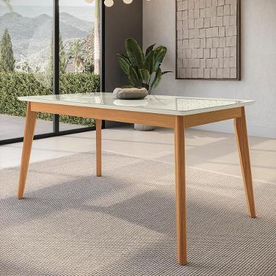 Mesa De Jantar Em Madeira Maciça Kappesberg Canela-off White 160cm
