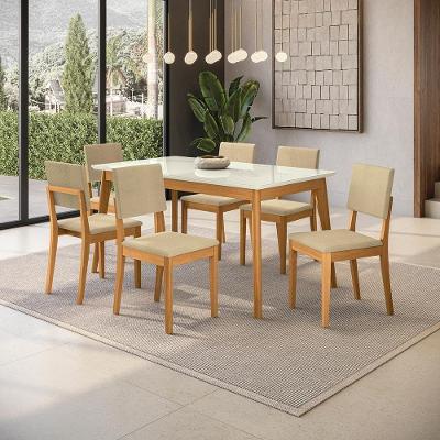 Conjunto Sala De Jantar Nara Kappesberg Em Madeira Maciça Com 6 Cadeiras