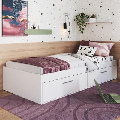 Cama De Solteiro Com Baú 2 Portas Para Colchão 188x78cm Multimóveis CR40131 Branco