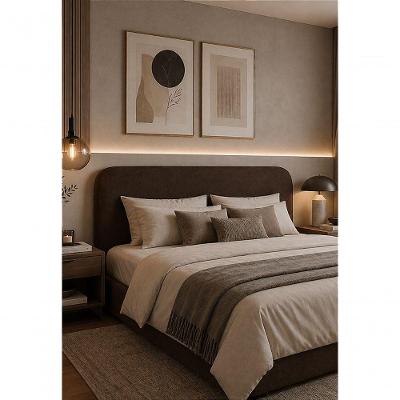 Cabeceira Estofada Queen Orgânica Não é Segredo Suede Amassado Marrom Escuro 160x60