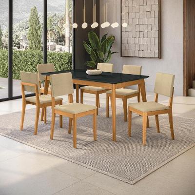 Conjunto Sala De Jantar Nara Kappesberg Em Madeira Maciça Com 6 Cadeiras