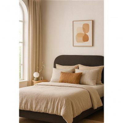 Cabeceira Estofada Casal Orgânica Não é Segredo Linho Chumbo 140x60