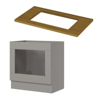 Kit Balcão Forno Henn 80 Cm Com Cooktop Henn 80 Cm Cinza - Nature