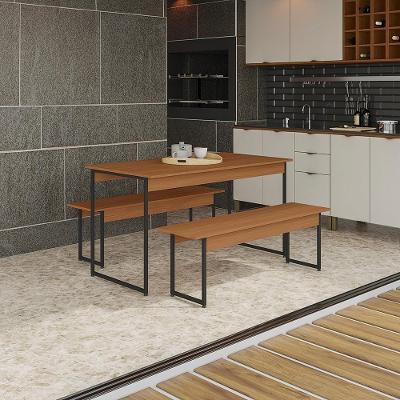 Mesa De Jantar Kappesberg Industrial Com 2 Bancos Canela/preto Fosco 136cm