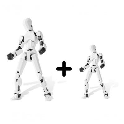 Brinquedo 02 Dummy Articulado Desmontado 14 E 20 Cm Infantil Action Figure 3d (branco/preto)