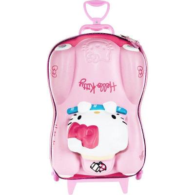 Mala Infantil Hello Kitty 3d Com Rodas Rosa