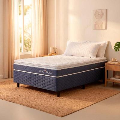 Cama Box Azul Durban Azul D28 Solteirão 96x203 - King House