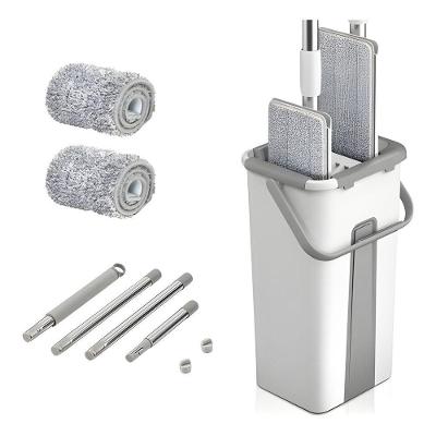 Mop Flat Lava e Seca com Balde 6L e Refil Extra Microfibra para Limpeza em Aço Inox
