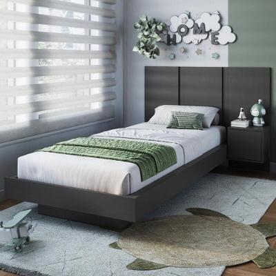 Cama De Solteiro Com Cabeceira E Mesa Para Colchão 188x78-88cm Multimóveis CR40143 Grafite