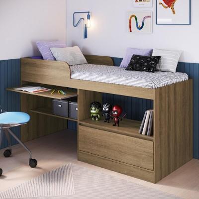 Cama De Solteiro Com Escrivaninha E 1 Porta Para Colchão 188x78cm Multimóveis CR40148 Mel