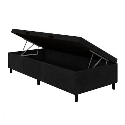 Base Para Cama Box Solteiro Com Baú 88x188x35 Preto Portobel Preto