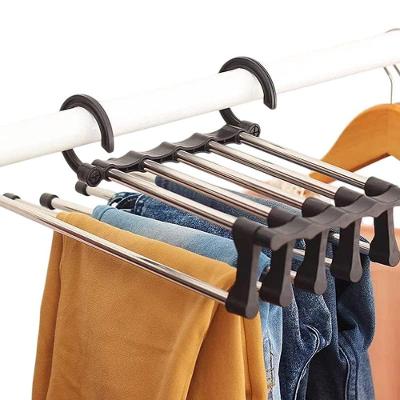 Cabide Multiuso 5 Divisórias Retrátil para Organização em Aço Inox e Plástico Uso Horizontal