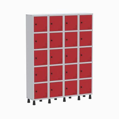 Roupeiro Aço Linha Light 20 Portas - Gr304-20 Cinza-vermelho