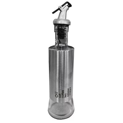 Porta Azeite E Vinagre Em Vidro Com Dosador De Aço Inox - 300 Ml Elegante E Prático