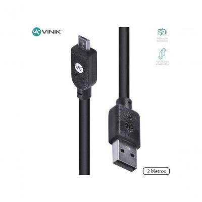 Cabo USB X Micro USB MUSB-2 1,8 METROS 480 MBPS Conectores Reforçados Preto Vinik