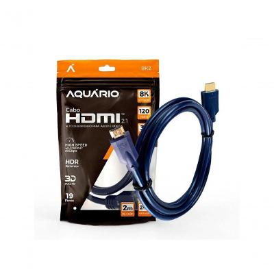 Cabo HDMI 8K2 com Resolução 8K 7680x4320P a 120HZ e Largura de Banda 48 GBPS Aquário
