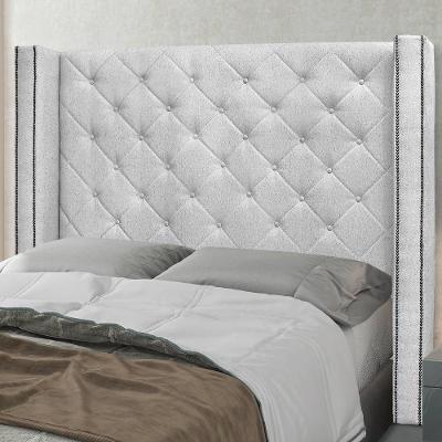 Cabeceira Estofada Imperial Casal Linho Matelassê Cinza Imperial