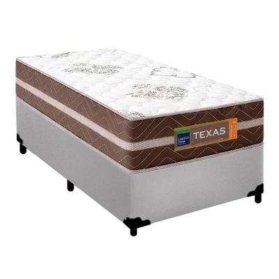 Cama Box Solteiro Sintético + Colchão Molas Ensacadas Texas Prime Colchões 88x188x64cm Branco